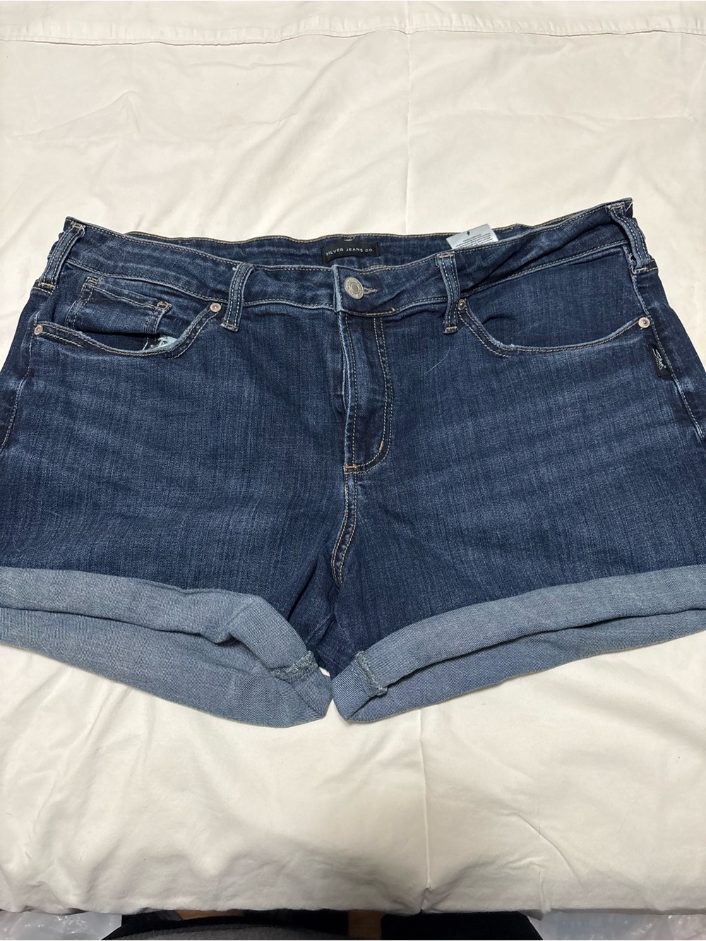 Silver Jeans Dark Blue Rolled Cuff Denim Shorts